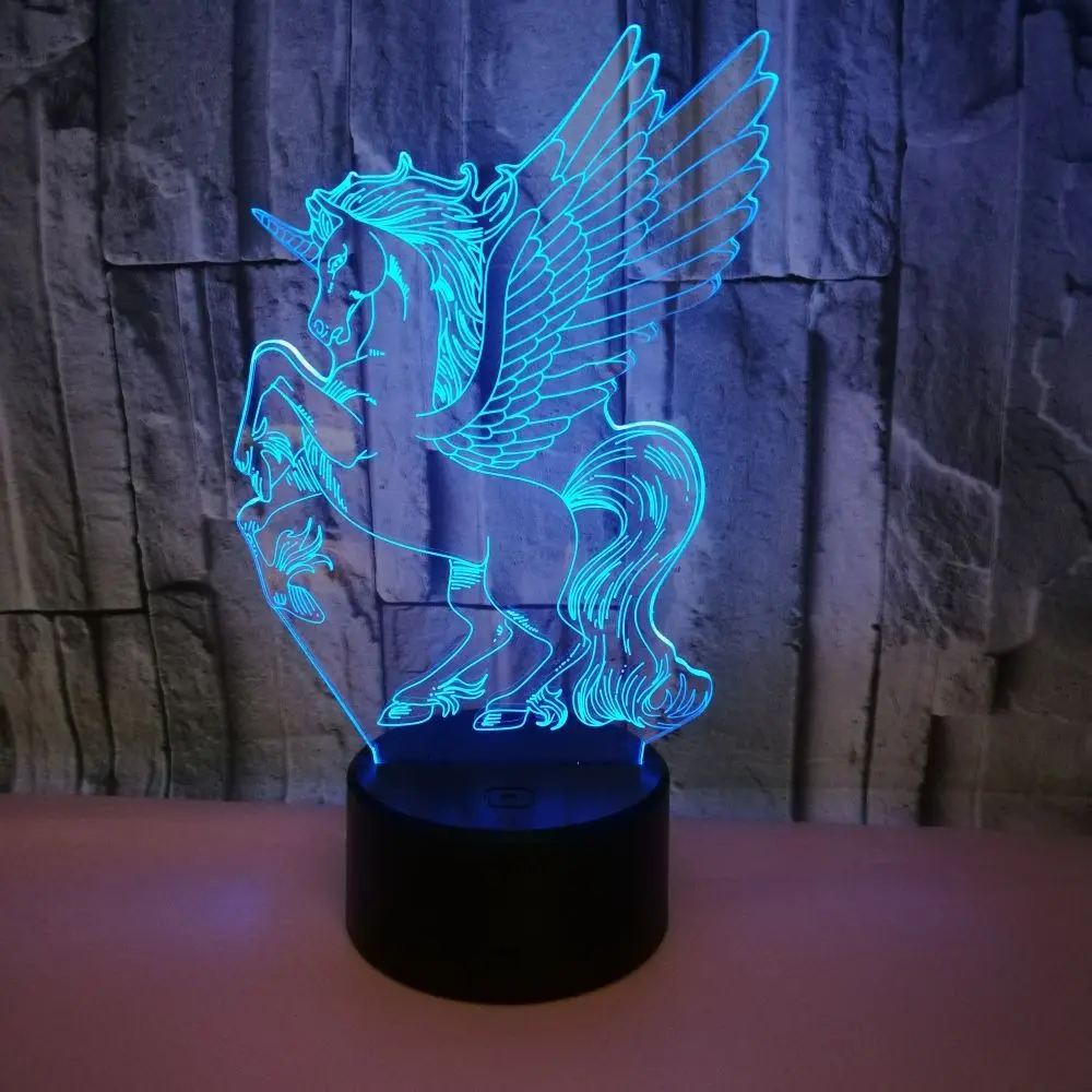 3D Led форма ночник креативный Usb 7 цветов Единорог изменить Настольная лампа с персонажами из мультфильмов спальня освещение сна Декор дети подарки на день рождения