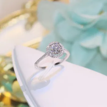 

TSHOU43 Korean version 2 carats full of stars white gold micro inlaid zircon ring necklace earring set