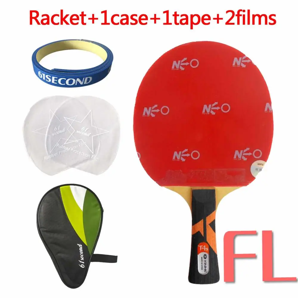 FL with H1case Профессиональная комбинированная ракетка Galaxy YINHE T4s с 2x DHS NEO Hurricane 3 Rubbers Long Shakehand-FL - Цвет: FL with H1case