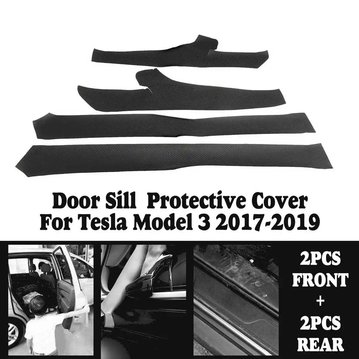 Защитный 4 шт кожаный передний задний порог Защитная крышка для Tesla модель 3