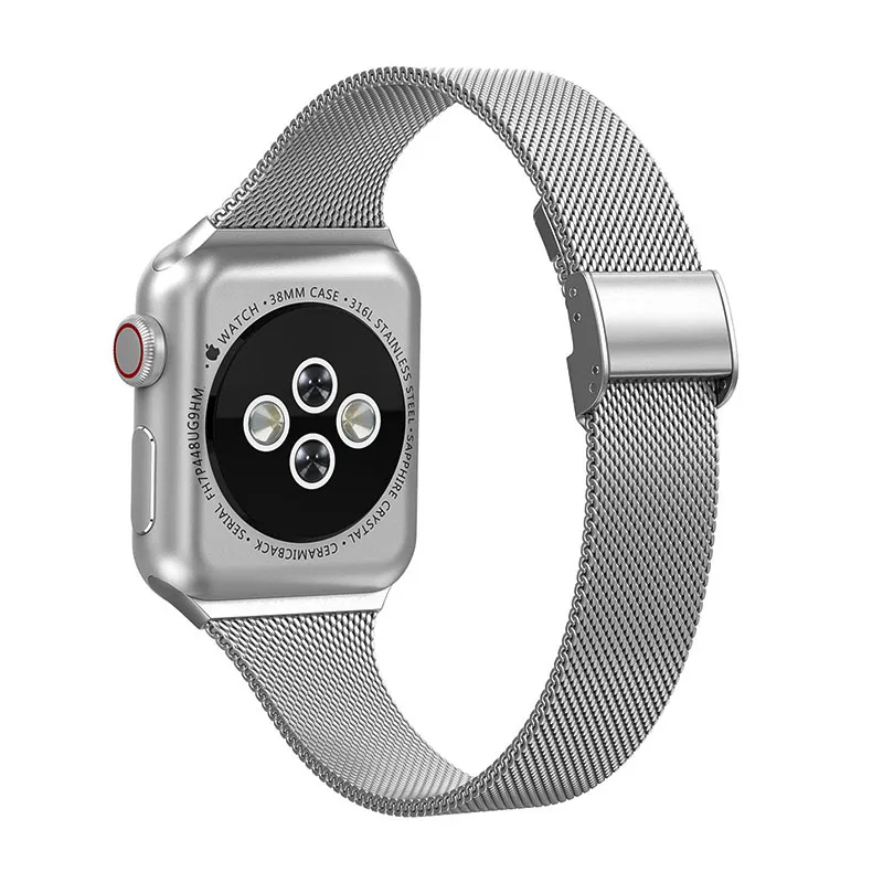 Миланский ремешок для Apple watch 6 5 4 SE Band 44 мм 40 металлический из нержавеющей стали