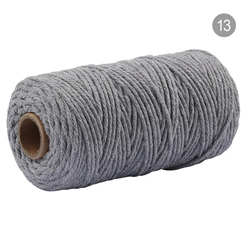color 13 2Rolls 3mm Cotton Cord Colorful Cord Rope Twisted Craft Macrame String DIY Home Textile Wedding Decorative supply 100meters/roll - Цвет: color 13
