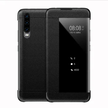 

Flip Genuine Leather Back Case For Huawei p30 Stand Window Style Flip Case For Huawei p30 pro Cover Hard Coque