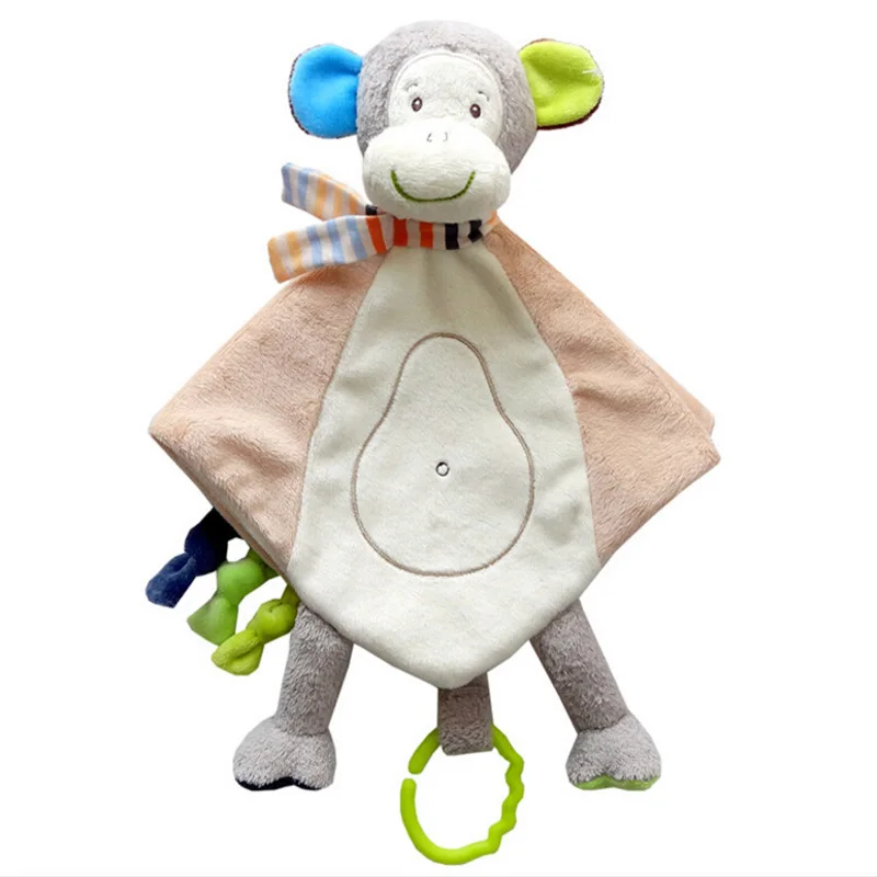 Одеяло носовой платок успокаивающее полотенце детские защитные одеяла плюшевые животные кукла Прорезыватель для ребенка Сенсорное развитие детские игрушки - Цвет: monkey