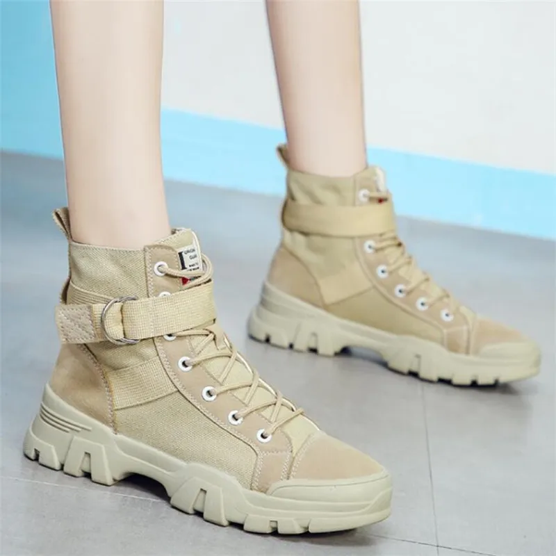 

Mhysa 2019 New Fashion Autumn Canvas Shoes Women Canvas Martin Boots For Women Sneakers Ankle Boots Women Non-Slip Boots Ladies