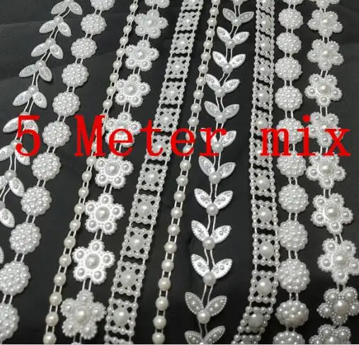 Горячая 4-14 мм ABS имитация жемчуга бисер отделка цепи для DIY украшения свадебной вечеринки и ювелирных изделий ремесло оголовье 2 м - Цвет: mix