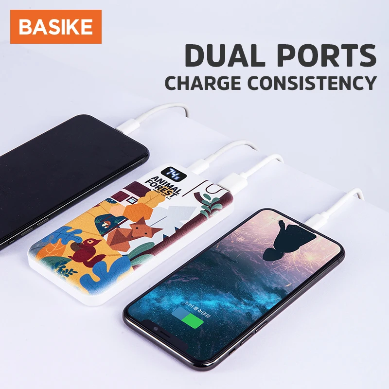 usb c portable charger BASIKE Power Bank 10000mAh For iPhone Portable Poverbank External Battery Fast Charge Quick Charge Battery Bank For All Phone portable charger