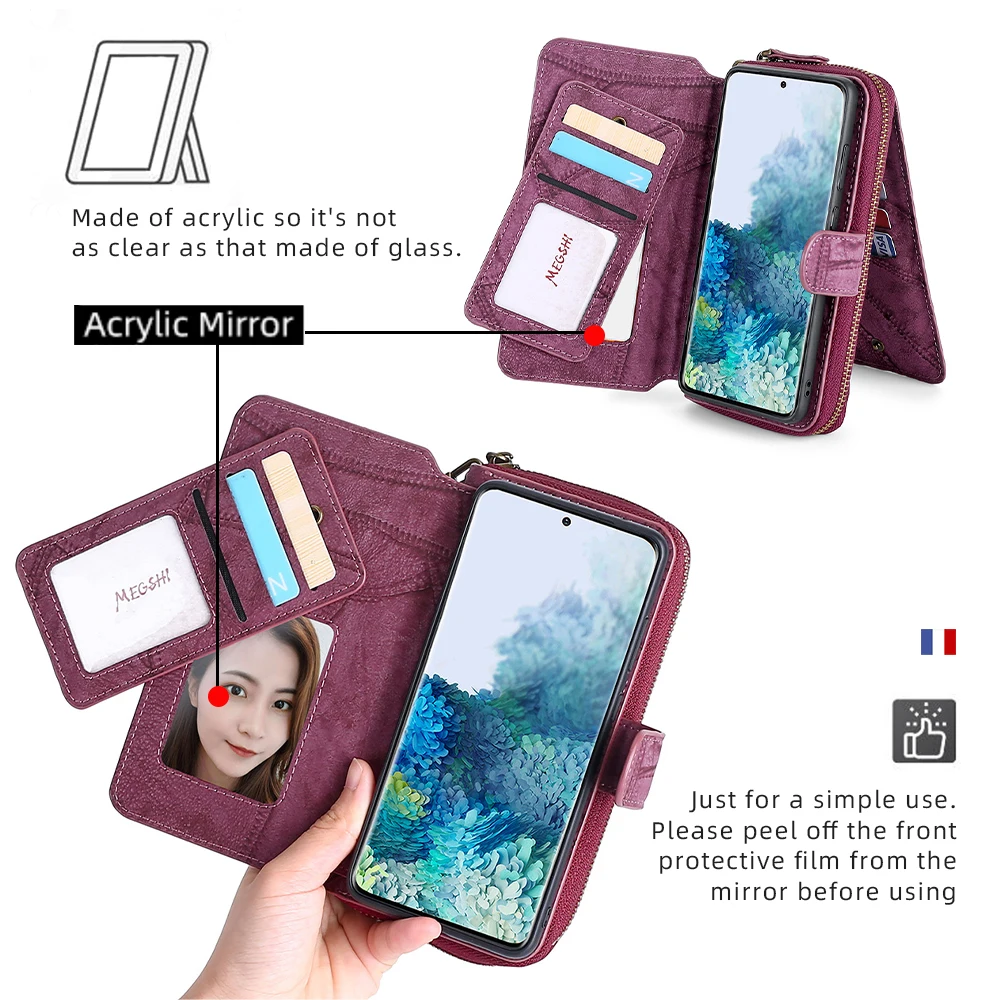 Wallet Leather Phone Case For XiaoMi 9 10 10Pro 11 5G RedMi 8 9 10 Note8 Note9 Note10 Note11 Poco M3 M4 X3 Pro NFC glass flip cover