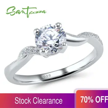 

SANTUZZA Silver Ring For Women 925 Sterling Silver Fashion Round Rings for Women 2017 Cubic Zirconia Ringen Party Jewelry