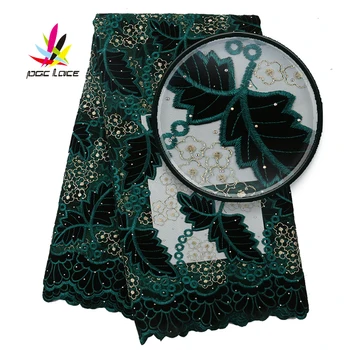 

African Lace Fabric With Velvet Leaves 2019 High Quality Nigerian Lace With Stones French Mesh Lace Fabric For Dress AMY3057B