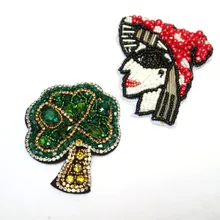 

Fashion Handmade tree rhinestone beaded patches for clothing DIY sew on patch embroidered applique head sequins Parches