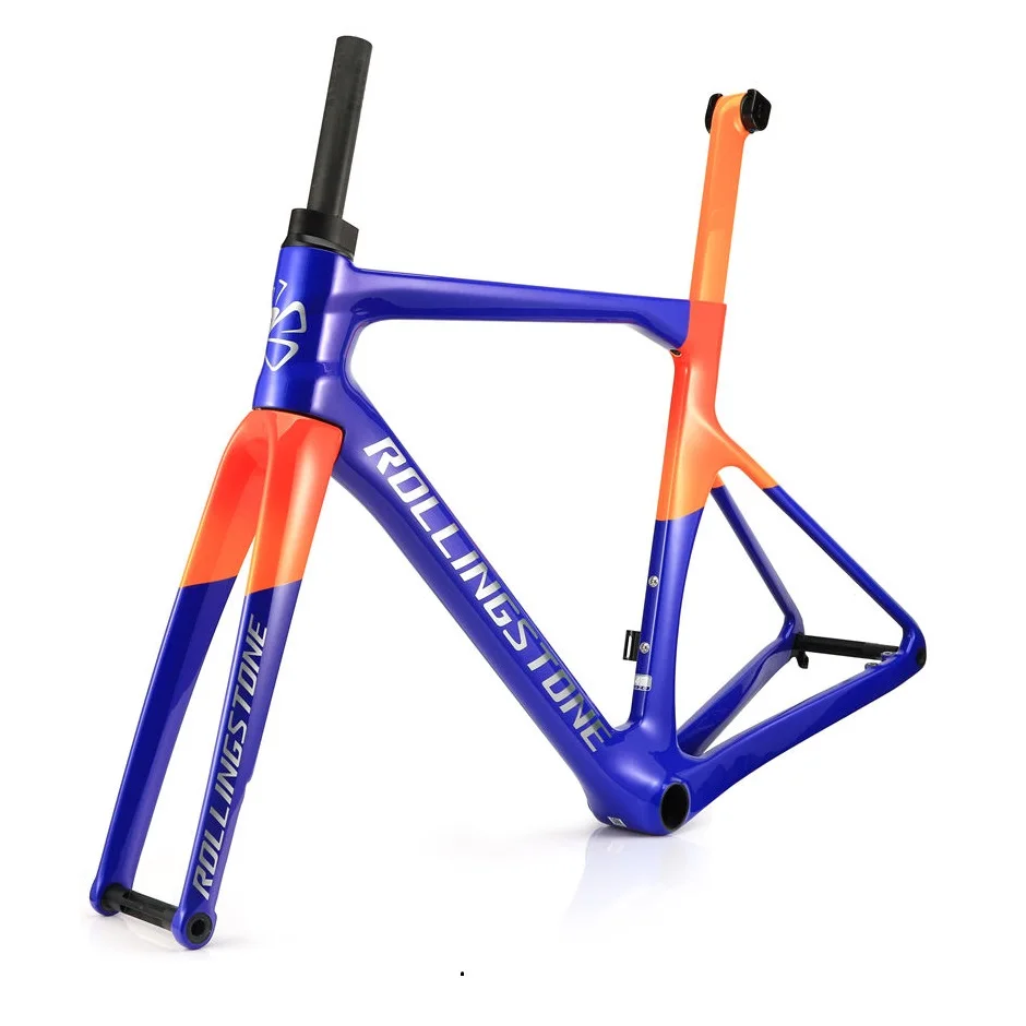 Perfect Rolling Stone Hider Carbon Disc Brake Road Frame set full internal routing with aero integrated bar 46 49 52 55cm 1 Perfect Rolling Stone Hider Carbon Disc Brake Road Frame set full internal routing with aero integrated bar 46 49 52 55cm 1