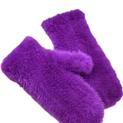 Violet Милые женские натуральный мех норки перчатки Зимние перчатки девушки ручной работы полный палец теплые перчатки пушистые мягкие - Цвет: Violet