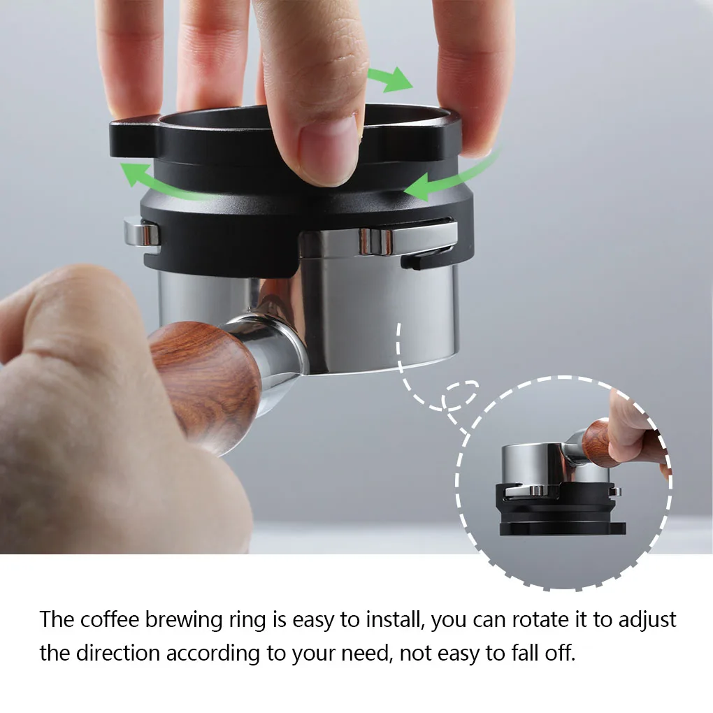 커피 도징 링, 회전식 파우더 브루잉 리시버, 금속 커피 머신 액세서리, 블랙, 54mm