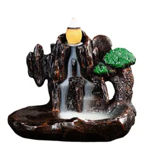 Quemador de incienso Zen para oficina y hogar, soporte incensario de humo con reflujo, fuente con múltiples estilos de montañas, Río y Cascada, artesanías únicas