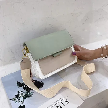 

Contrast color Leather Crossbody Bags For Women 2020 Travel Handbag Fashion Simple Shoulder Messenger Bag Ladies Cross Body Bag