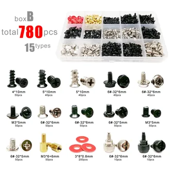 305/780pcs Computer PC Case Hard Disk Drive Fan Motherboard Power Supply Server Assemble Repair Hand Screw Bolt Standoff Set Kit