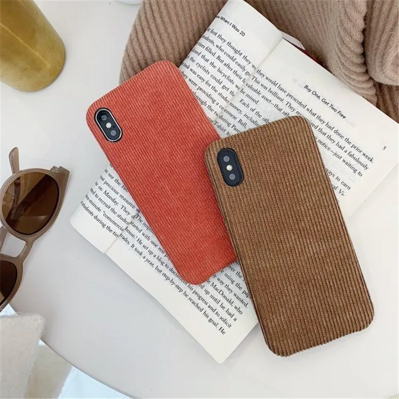 

Winter Autumn Corduroy Fabric Phone Cases for Iphone 11 Pro Case Plain Shockproof Protective Back Cover Shell Coque Fundas Capa