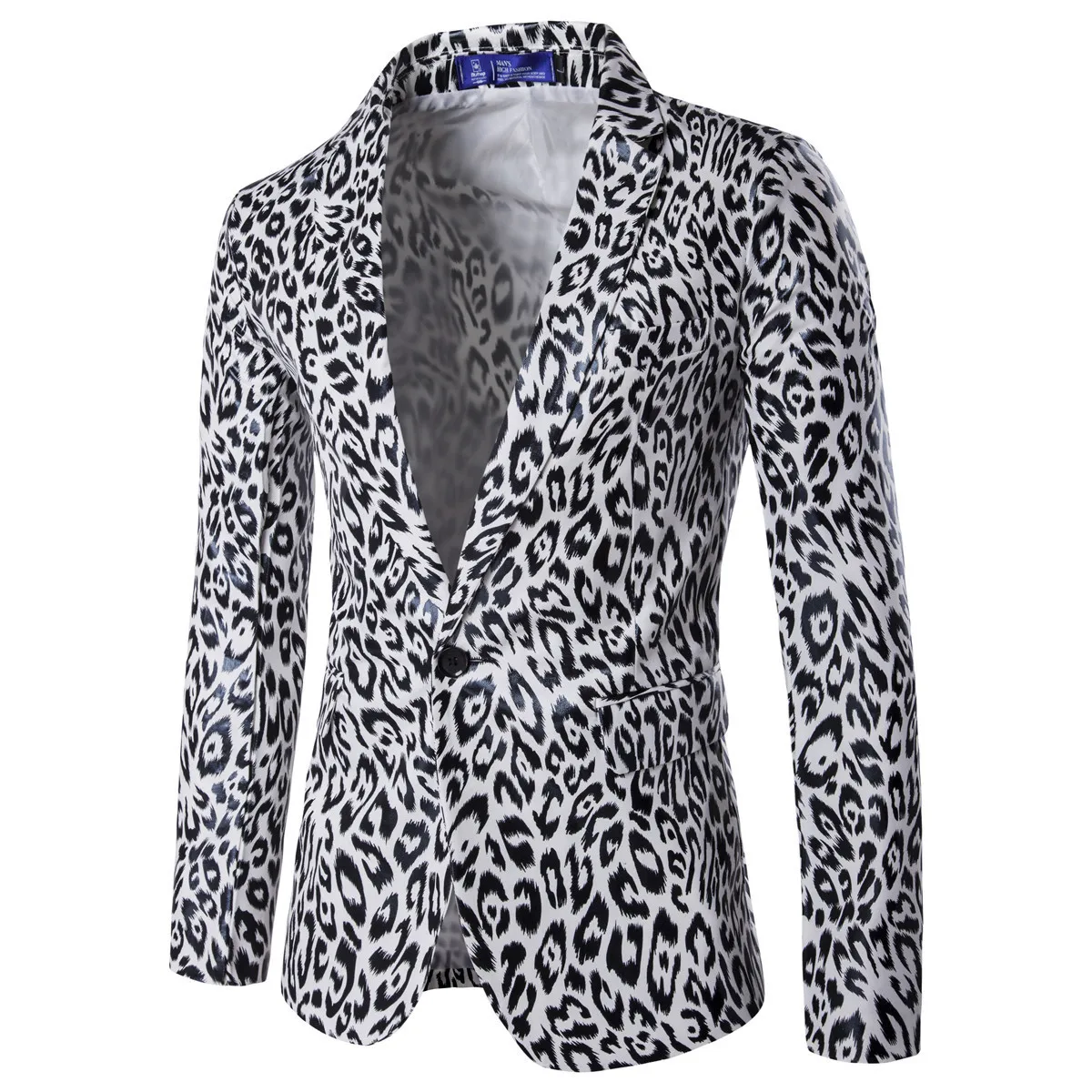 Spring Men Suit Fashion Leopard Print Mens Blazer Casual Slim Fit Prom Dress Blazer Men Stage Wear Blazers Male Suit Jacket