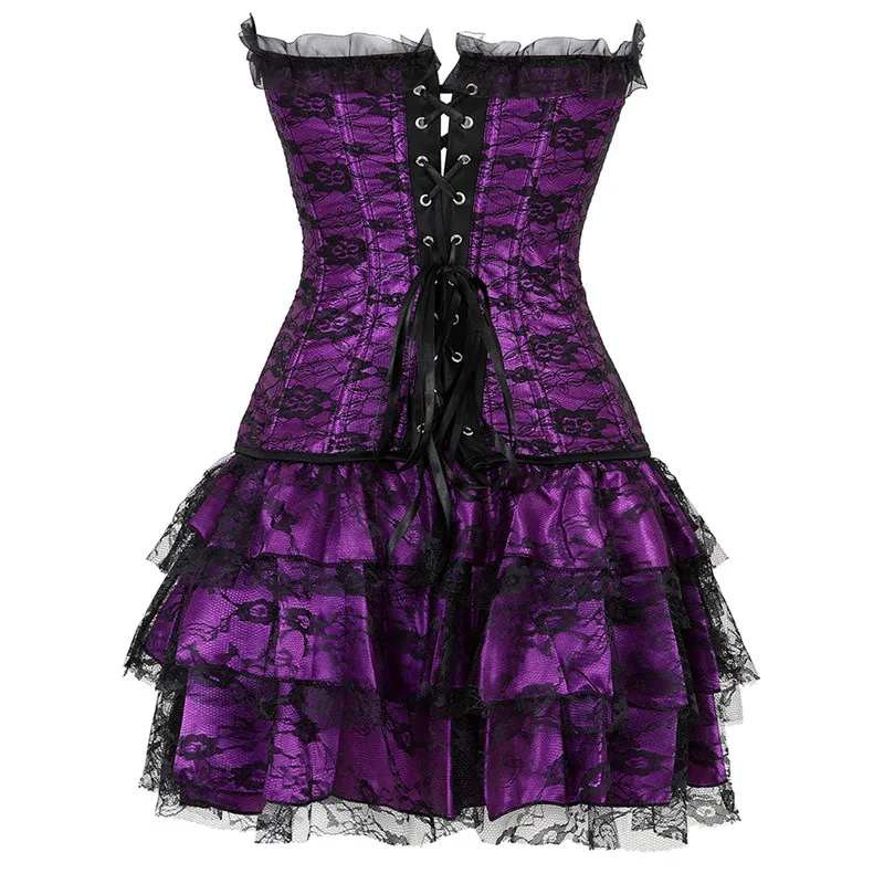Robe Corset gothique Vintage en dentelle pour femmes,bustier Floral