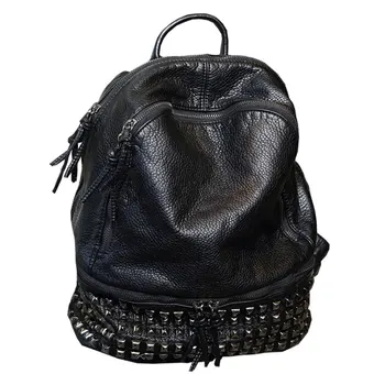 

LANSUXIANG Women Bag Backpack School Bag New Brand design Rivets Fashion Teenager Package Shoulder Bag Travel Bag