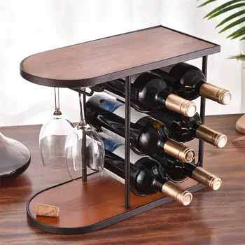 

Retro Solid wood stacking wine rack goblet holder Multifunctional Kitchen Bar wine glass Display Storage Shelf Home decoration