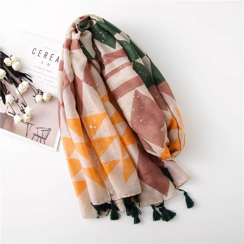 

2019 Summer Printing Ladies Scarf Geometric Spring Women Scarves Luxury Brand Shawl Bufanda Mujer Ponchos and Capes Head Scarf