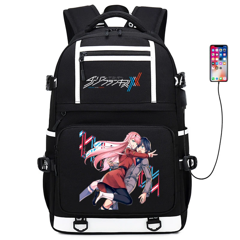 Милый рюкзак DARLING in the FRANXX Wome с usb-зарядкой, рюкзак для ноутбука, большой рюкзак для путешествий, нейлоновые школьные сумки для девочек, аниме, сумка для книг - Цвет: 7
