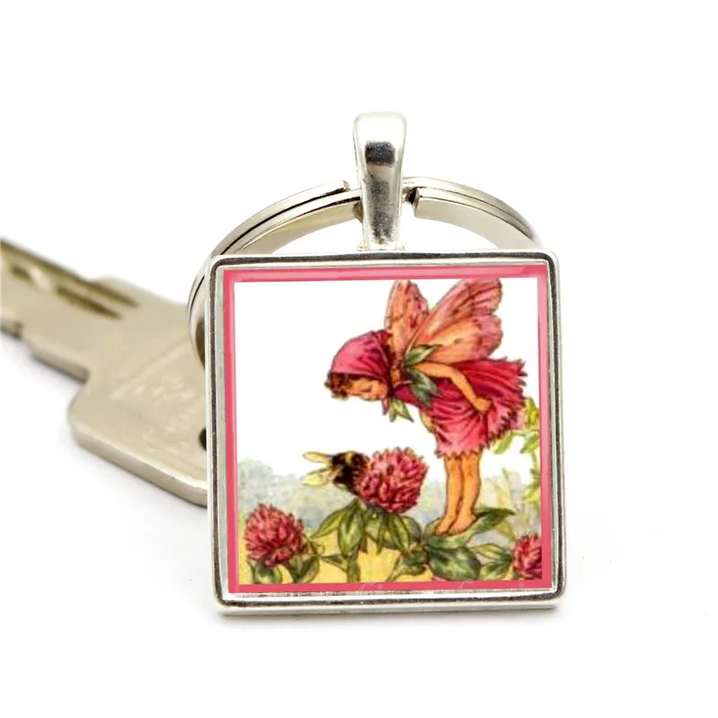 

Hot Sales Pink Garden Retro Pixie Wing Time Stone Key Ring