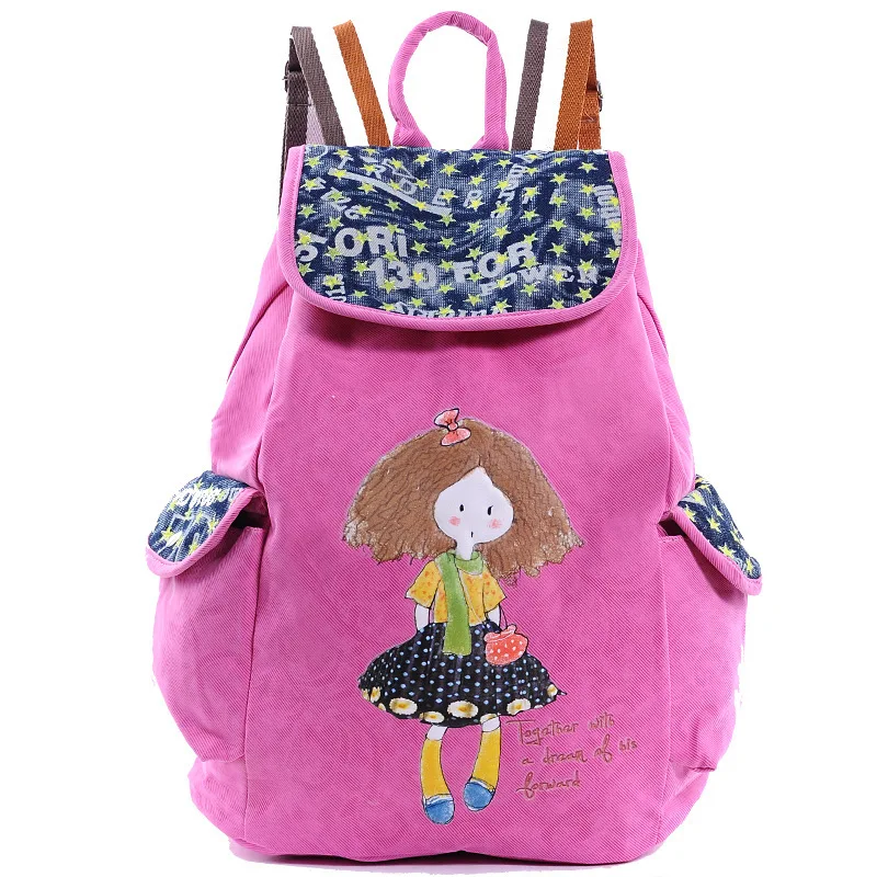 

New Style GIRL'S Casual Backpack Korean-style Children's Bags Cartoon Cute Ladies' Spring Outing Drawstring Backpack