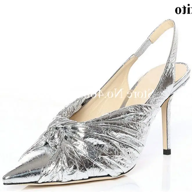 

Buckle Strap Shallow Mules Pumps Butterfly Knot Patent Leather Pointed Golden Brown Black White 2022 New European Single Shoes