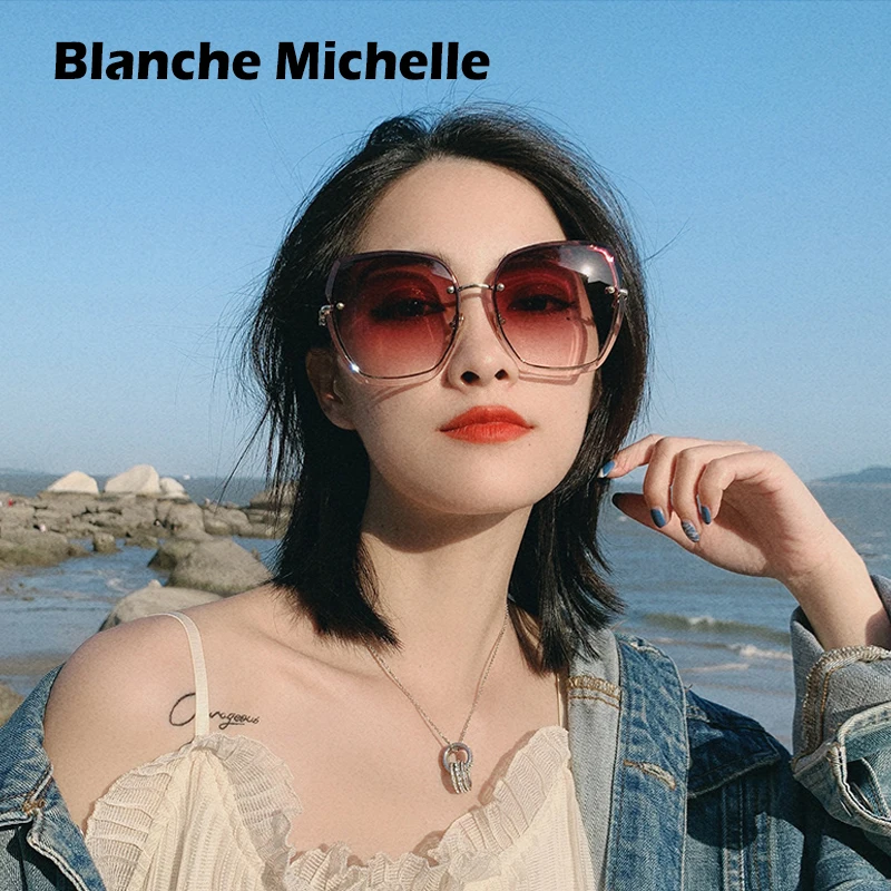 Blanche Michelle, модные негабаритные солнцезащитные очки для женщин, UV400, фирменный дизайн, без оправы, квадратные солнцезащитные очки для женщин, lentes de sol mujer|Женские солнцезащитные очки| | АлиЭкспресс