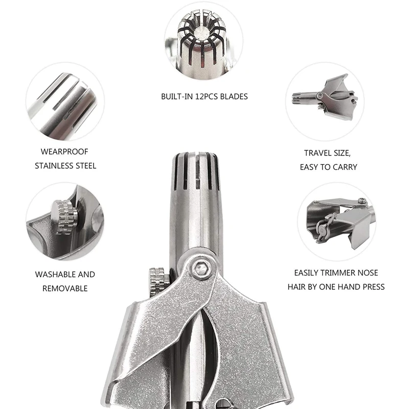 Nose Hair Ear Trimmer For Men Stainless Steel Manual Washable Portable Nose Vibrissa Razor Shaver nose hair trimmer,ear hair trimmer,electric nose and ear trimmer