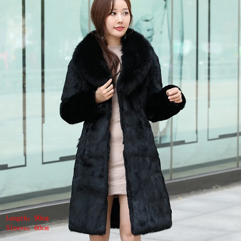 Rabbit fur 3 Furealux Новое Поступление Женское зимнее пальто из натурального меха енота пушистое Горячее предложение меховое Платье женское зимнее натуральное меховое пальто ручной работы - Цвет: Rabbit fur 3