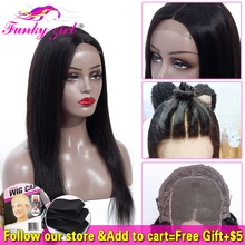 Бразильский 4*4 парик на шнурке прямые человеческие волосы парики для черных женщин 150% плотность фанки Gilr Remy парик на шнурке с детскими волосами