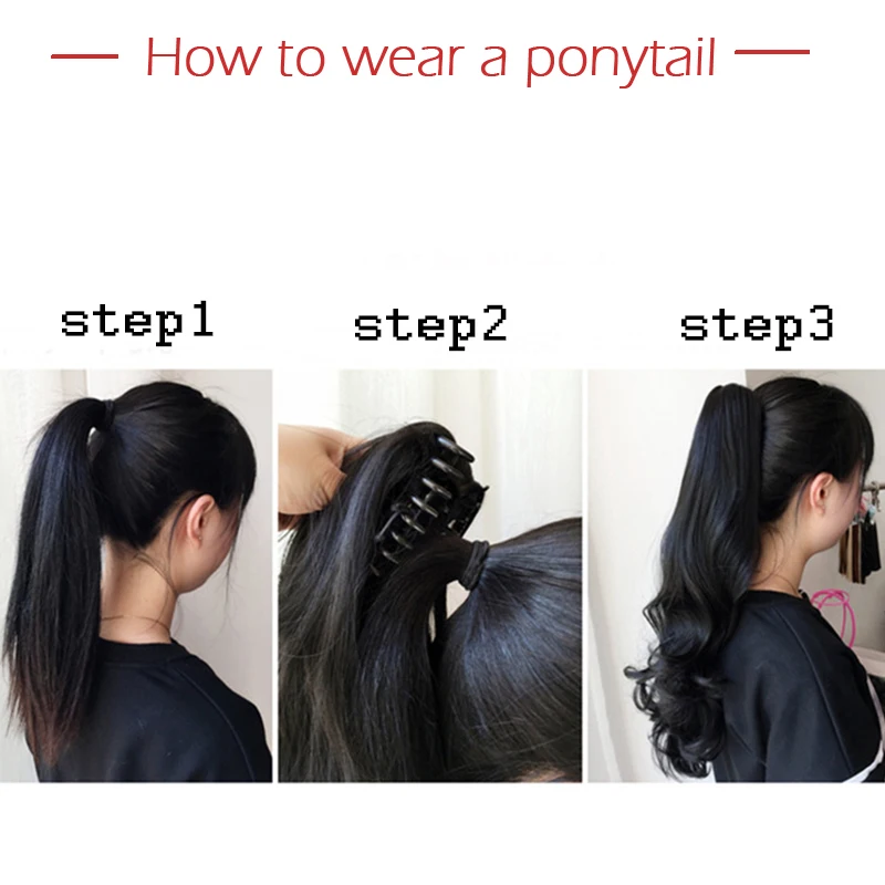 Fake hair extensions Synthetic fake claw ponytail Clip in Messy hair bun DlY style Ponytail updo For Women