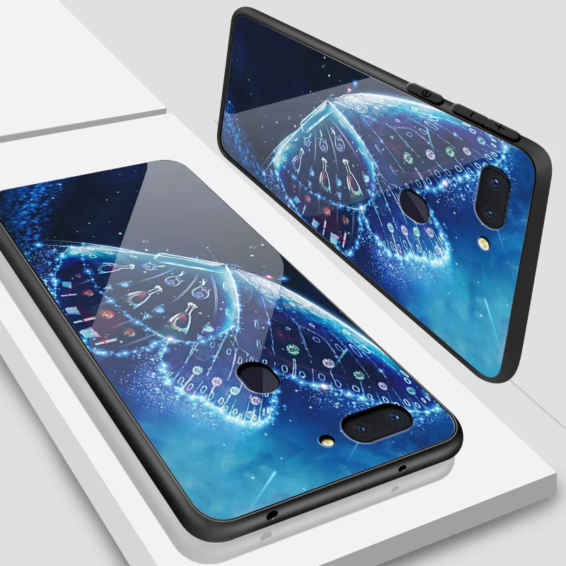 W323 Противоударный жесткий чехол для OPPO R15X R17 Pro A3S A39 A57 A59 A7X A9 закаленное Стекло крышка Reno10x зум F1S F9 F11 найти K1TPU ракушками - Цвет: W323