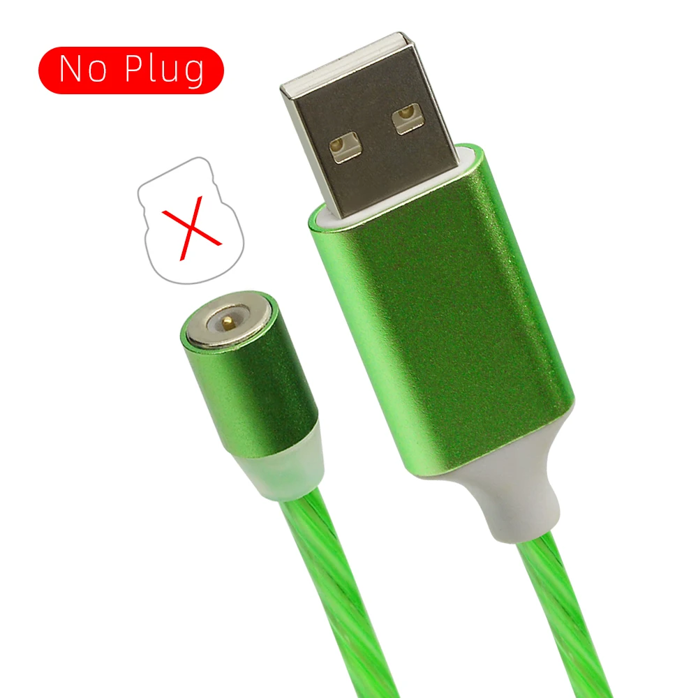 CHAURE 1 м usb кабель для зарядки с магнитным креплением течет светильник для быстрой зарядки на борту самолета type c micro usb 8-pin Магнитный кабель для Xiaomi huawei Зарядное устройство - Цвет: Green Only Cable
