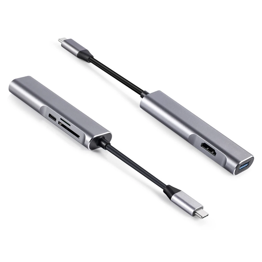 Space grey ОВБР Тип usb-C концентратор многофункциональная док-станция 5-в-1 USB-C к HDMI USB 3,0 SD/TF устройство для чтения карт адаптер для MacBook - Цвет: Space grey