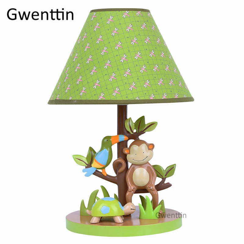 Настольная лампа с мультяшной обезьяной из смолы, современный светодиодный Настольный светильник-подставка для детей, прикроватная тумбочка для спальни, домашний декор, светильник E27