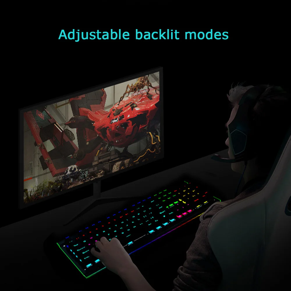 Механическая игровая клавиатура HP GK520 цветная светодиодная подсветка боковая