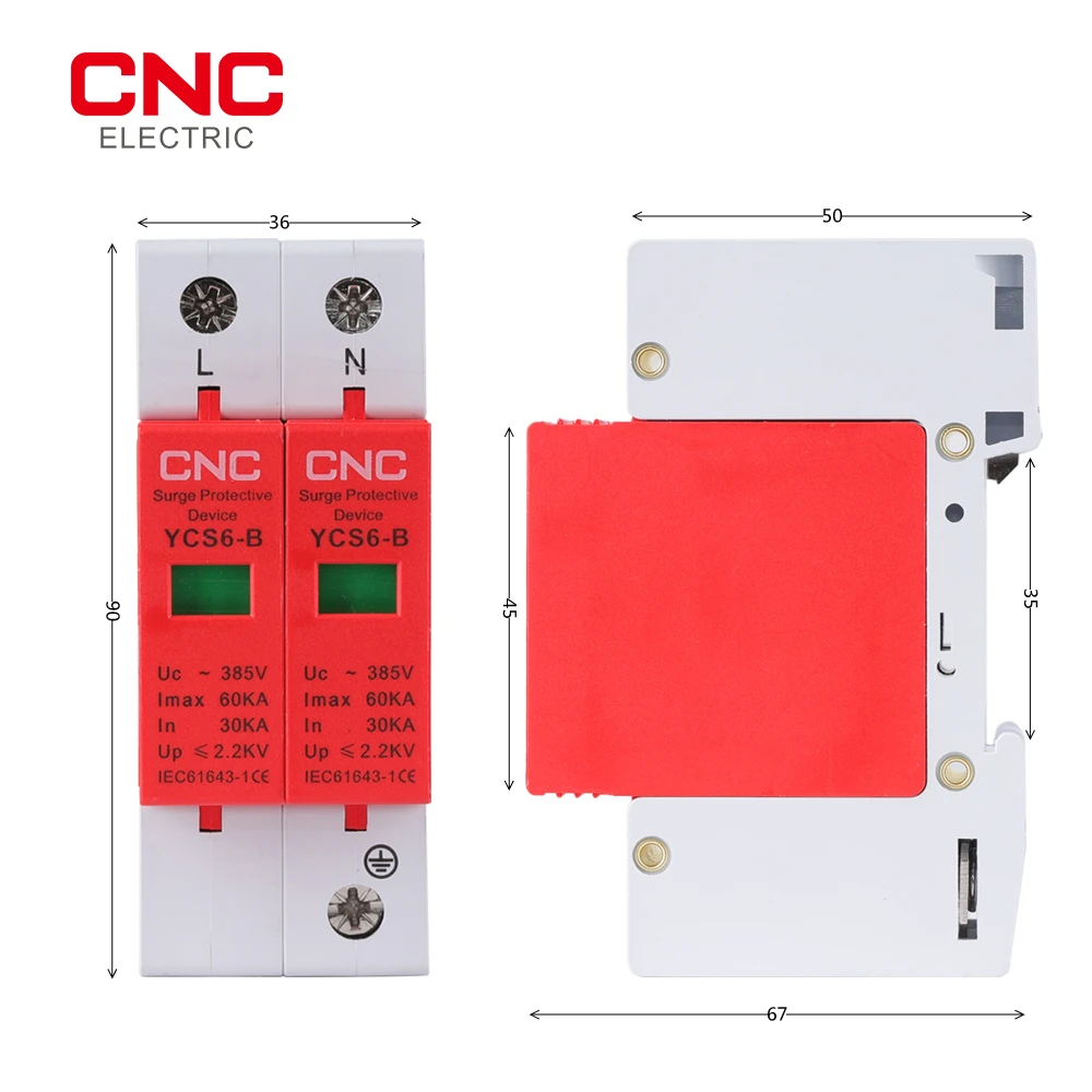 CNC YCS6 Series AC SPD 2P 385V House Surge Protector Low-voltage Arrester Device