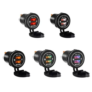 

Aluminum Aluminum Waterproof Dual QC 3.0 USB Fast Charger Socket Power Outlet With Led Light for Car Boat Marine Rv Motorcycle