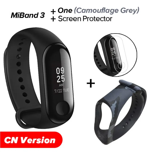 Xiao mi Band 3 mi band 3 фитнес-трекер пульсометр 0,78 ''OLED дисплей Bluetooth 4,2 для Android IOS - Цвет: CN Camou Grey N Film