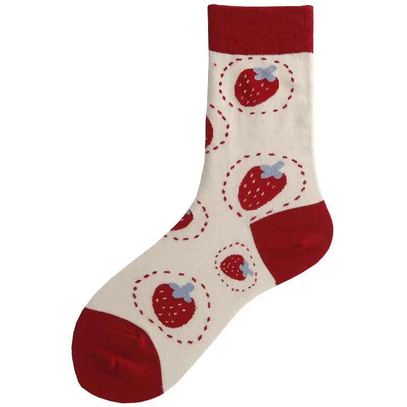 Women Socks Japanese Cotton Colorful Cartoon Cute Funny Happy Strawberry Cow carrot Socks for Girl Street hip hop - Цвет: 10