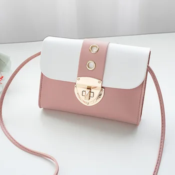 

2020 New Spring and Summer Contrasting Color Fashion Women's Square Sling Bag Lock Bag Shoulder Bag Messenger Bag Phone Bag