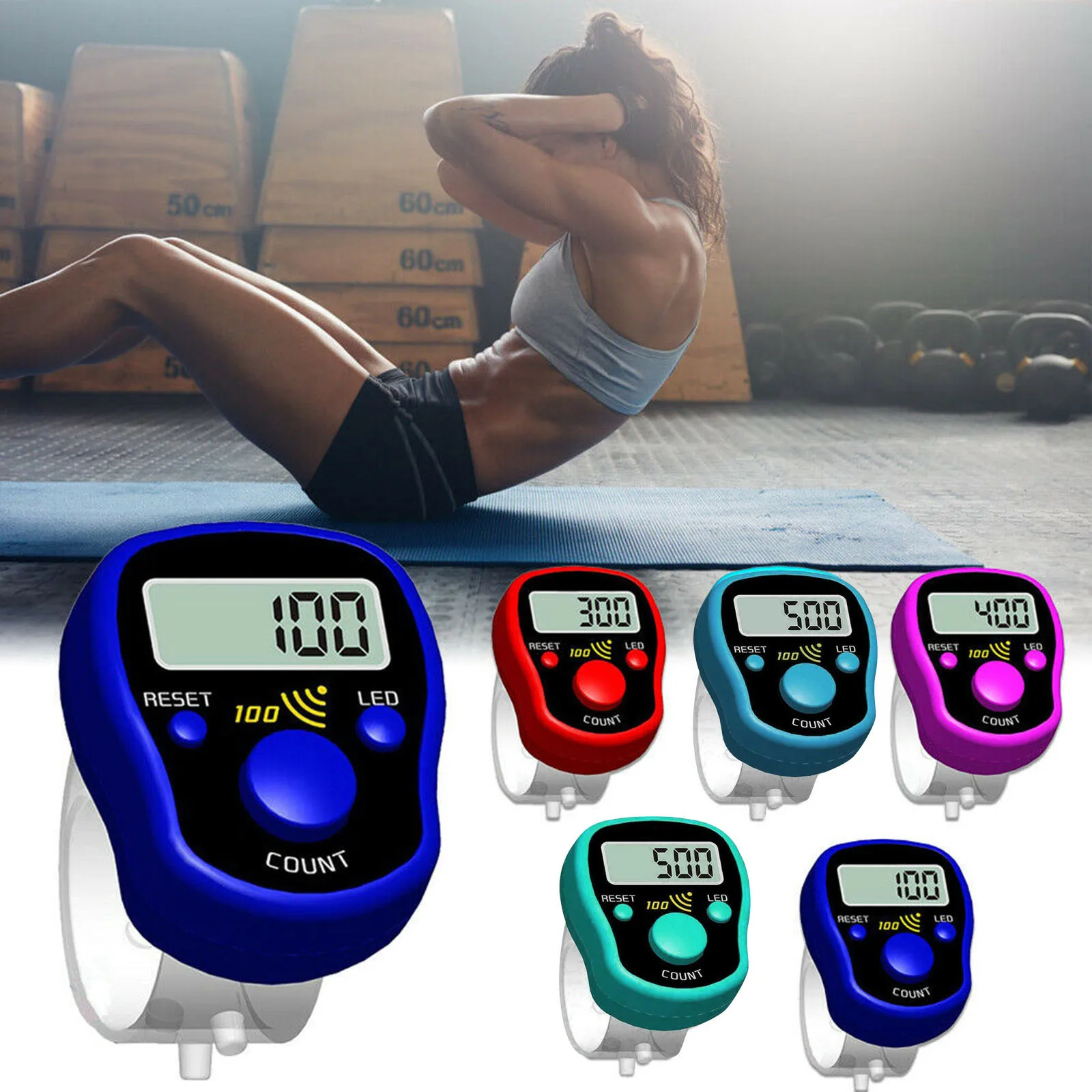 Hand Tally Counter Electronic Counter Stitch Marker Row Hand Tally Finger Counter LCD Electric Digital Display with Light for Sewing Knitting