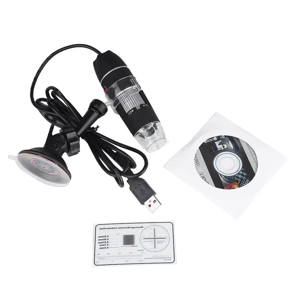 USB эндоскоп Лупа камера цифровой микроскоп 50-500X 8 светодиодный 2MP CD драйвер светильник видео черный