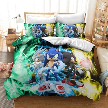 

Children Sonic The Hedgehog 3d Printed Duvet Cover Set with Pillowcase Cartoon Bedding Set Twin Full Queen King Bed Linen Sets