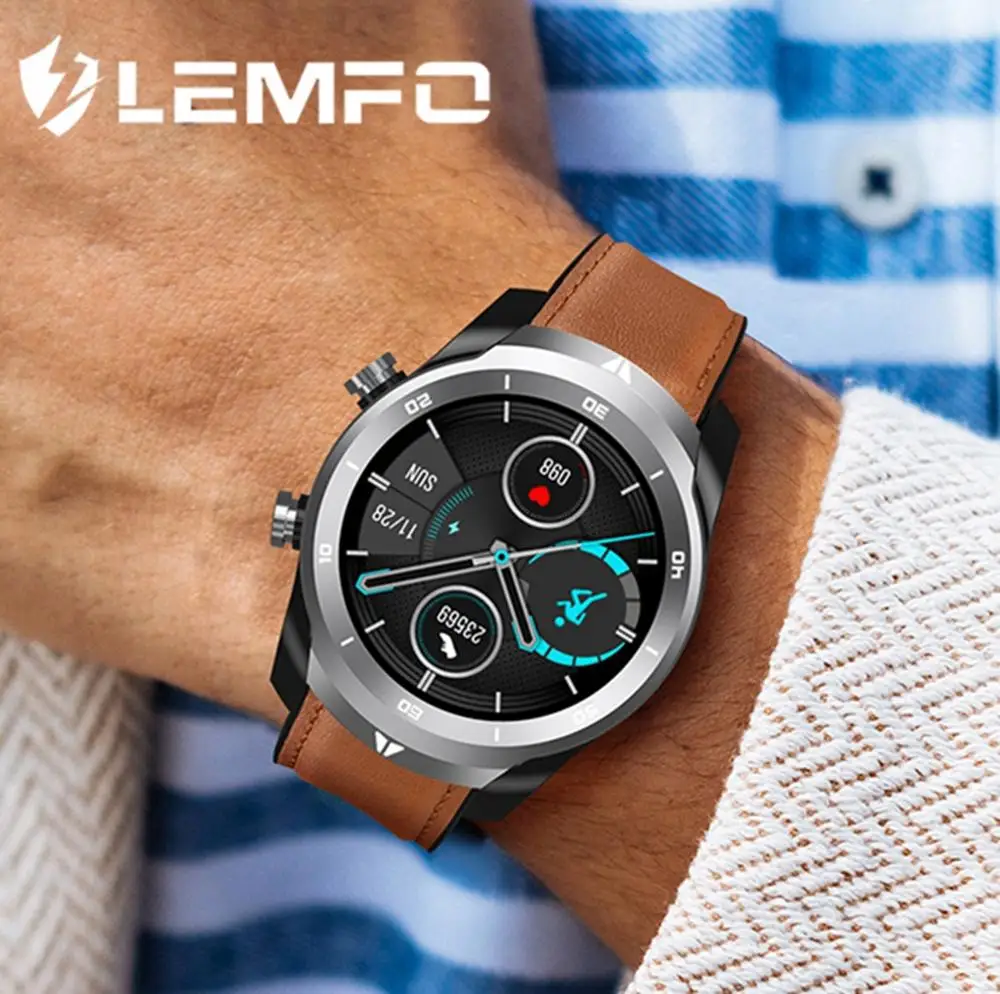Смарт часы LEMFO 360*360 для мужчин Bluetooth звонки ЭКГ PPG монитор 560 мАч большая батарея